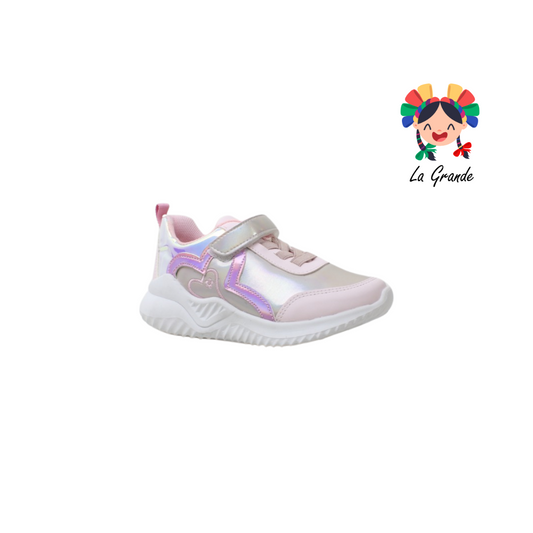 2551 DOMINIQ Rosa Sintético Tenis Casual con Velcro para Niña y Dama