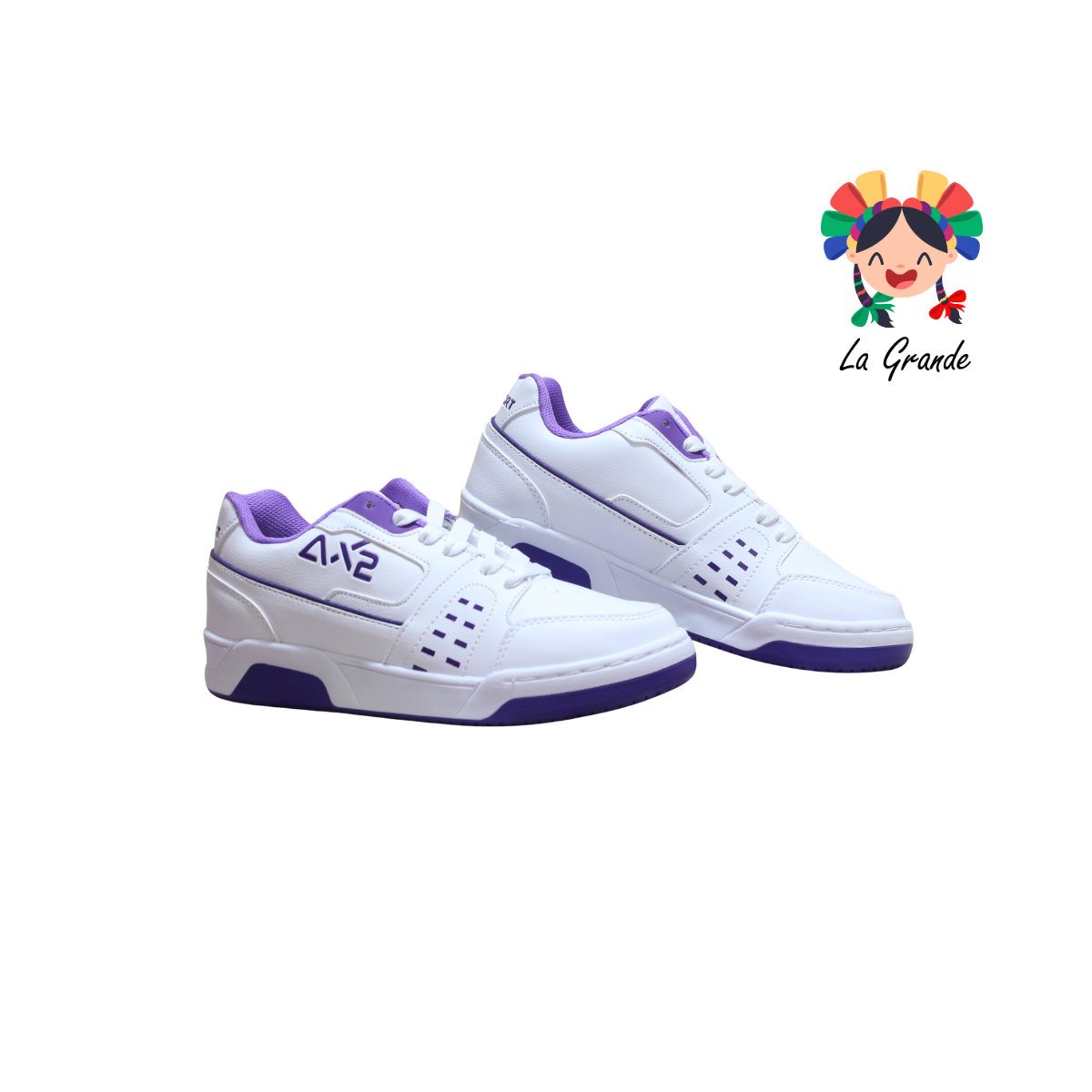 4605 AX2 Blanco Morado Tenis Casual para Dama