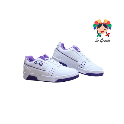 4605 AX2 Blanco Morado Tenis Casual para Dama