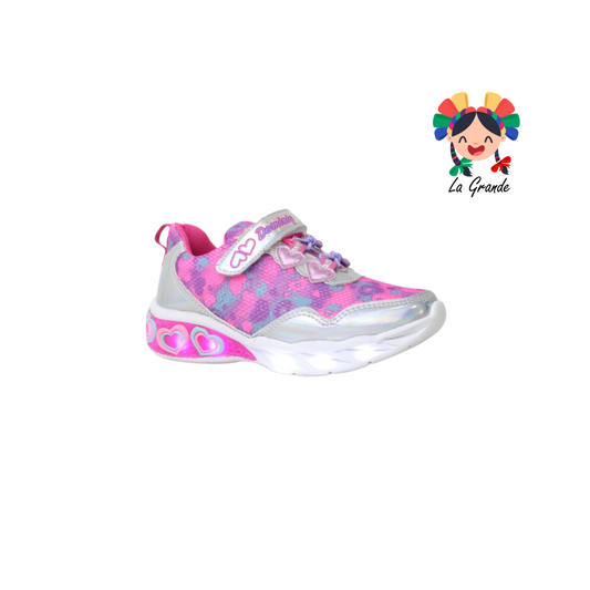2563 DOMINIQ Rosa Sint Tenis Casual con Luces para Niña