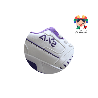 4605 AX2 Blanco Morado Tenis Casual para Dama