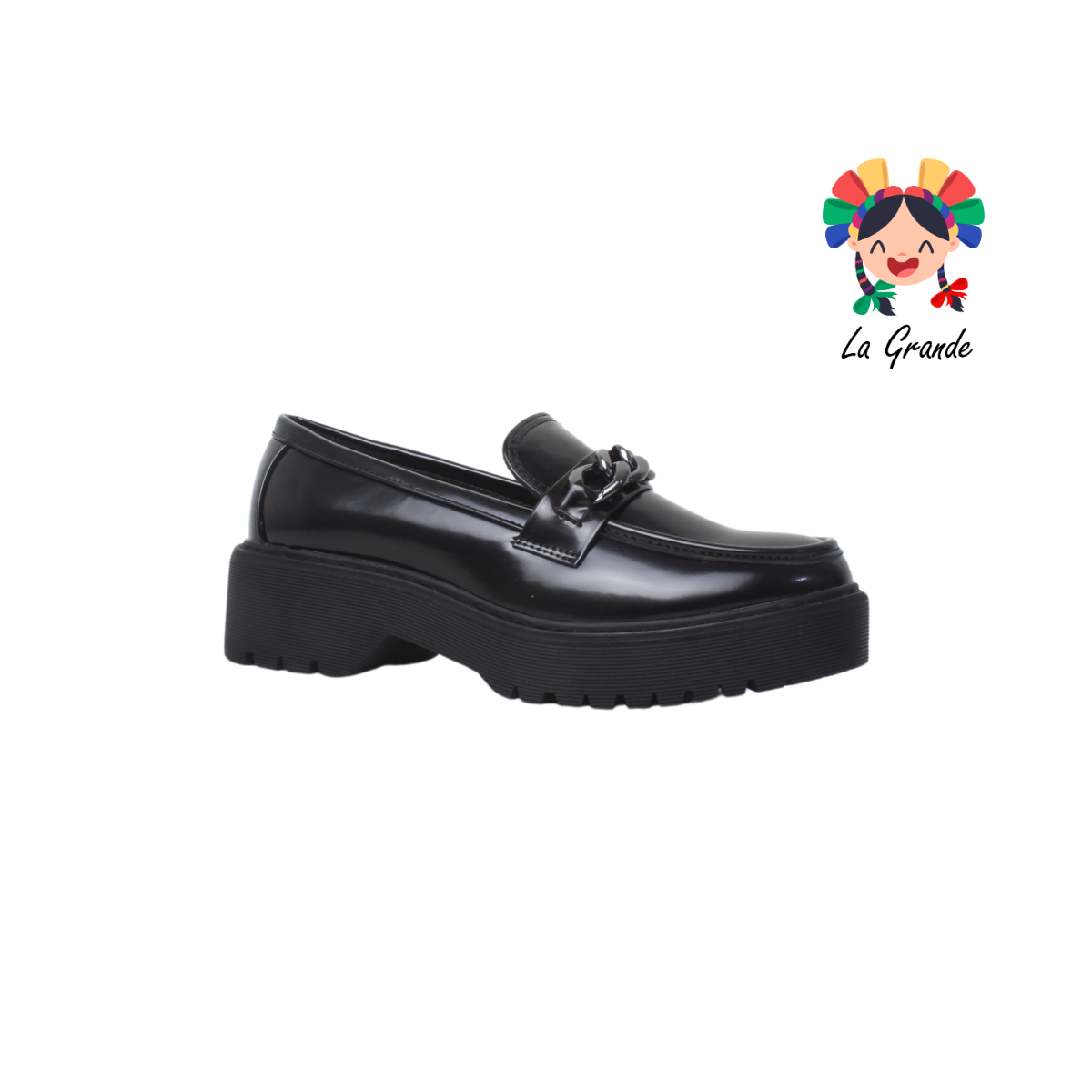2574 VI LINE FASHION Negro Charol Mocasín con Plataforma para Dama