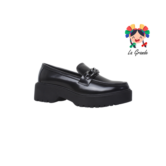 2574 VI LINE FASHION Negro Charol Mocasín con Plataforma para Dama