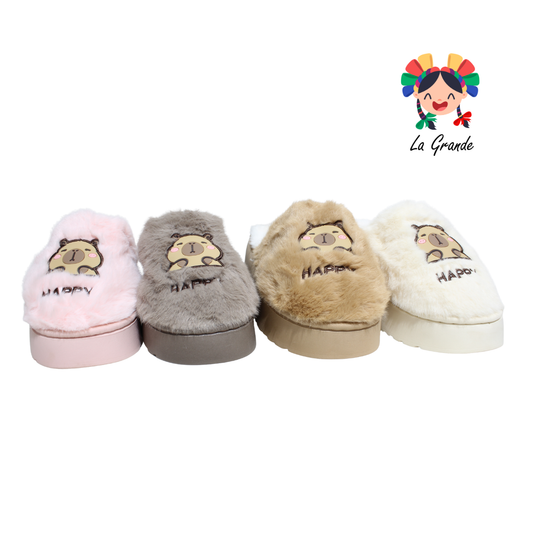 SJT-00294 MT Multicolor Capibara Pantufla Afelpada para Dama y Joven