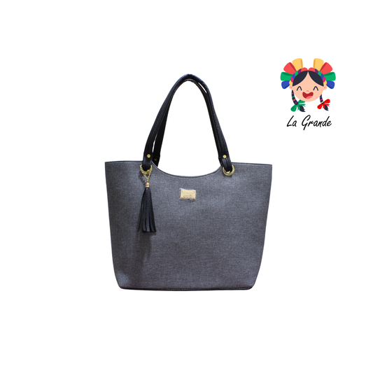 058 TONY Bolsa Grande Gris Negro para Dama