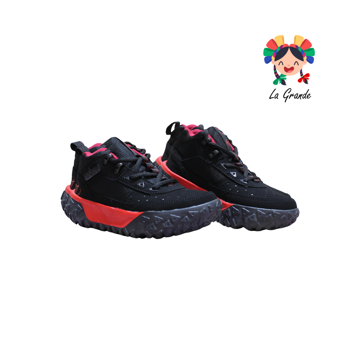 2602 HARMAN Negro Rojo Tenis Casual para Joven