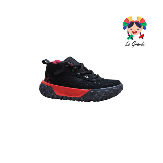 2602 HARMAN Negro Rojo Tenis Casual para Joven