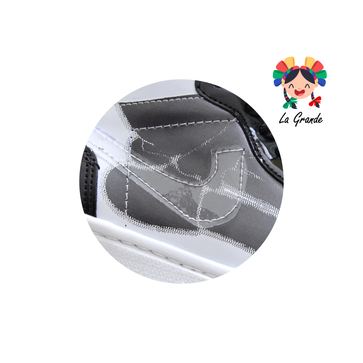 2603 HARMAN Blanco Negro Charol Tenis Casual para Niño, Dama, Joven y Caballero