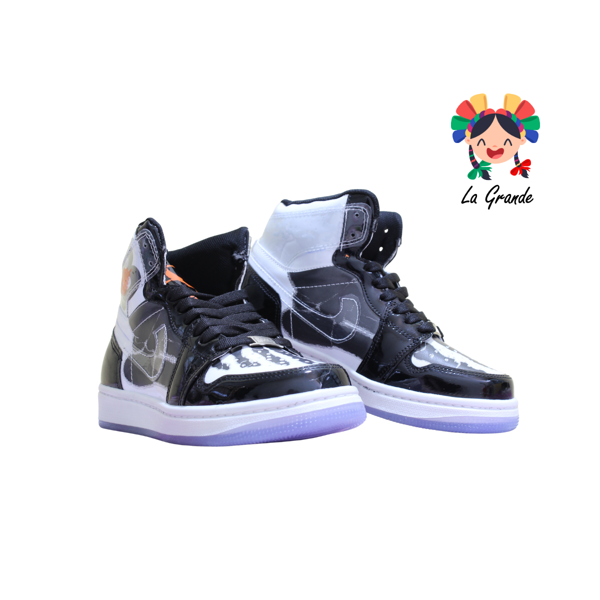 2603 HARMAN Blanco Negro Charol Tenis Casual para Niño, Dama, Joven y Caballero