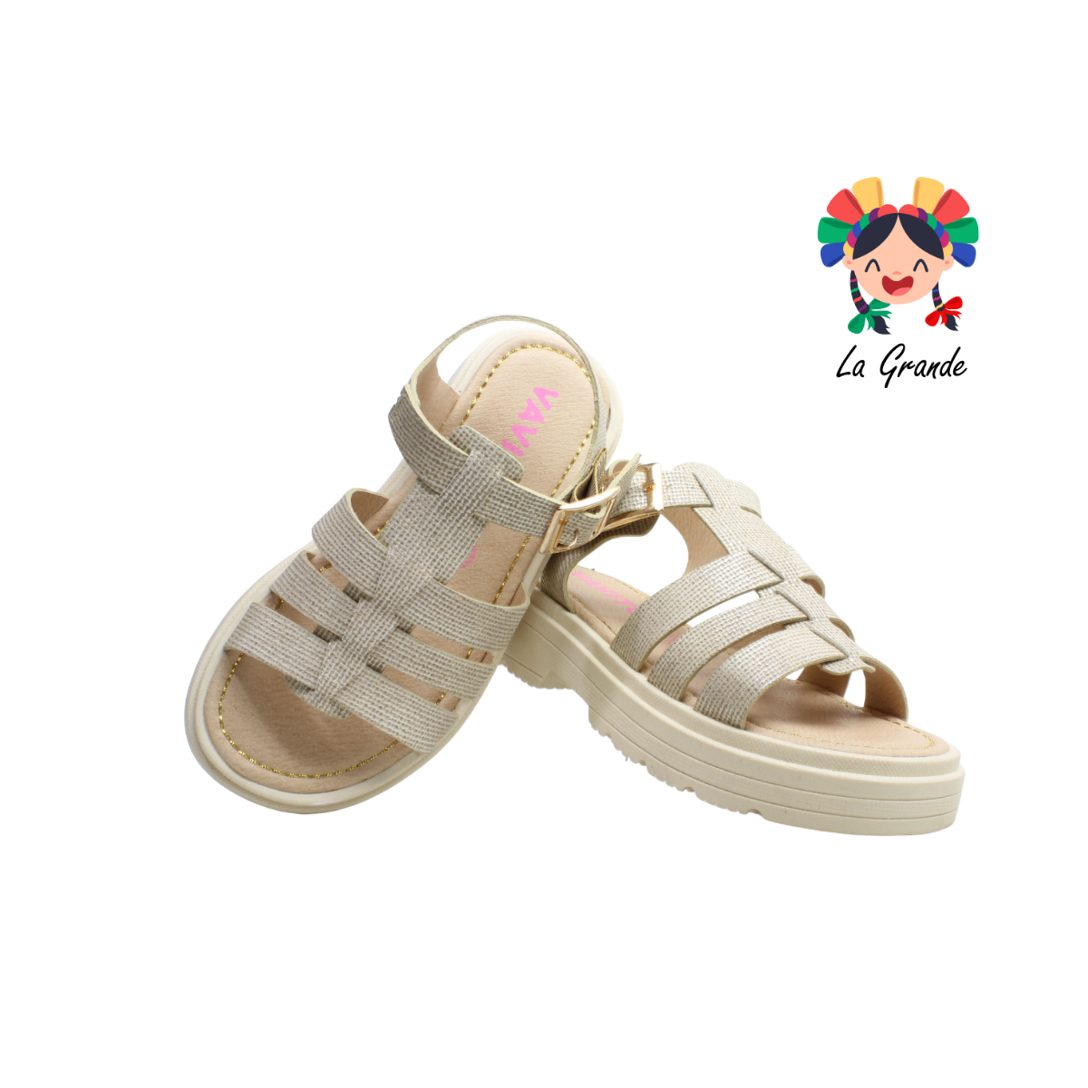 261007 VAVITO Beige Napa Sandalia Casual para Niña