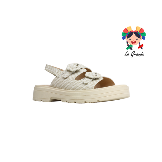 261008 VAVITO Beige Napa Sandalia Casual para Dama