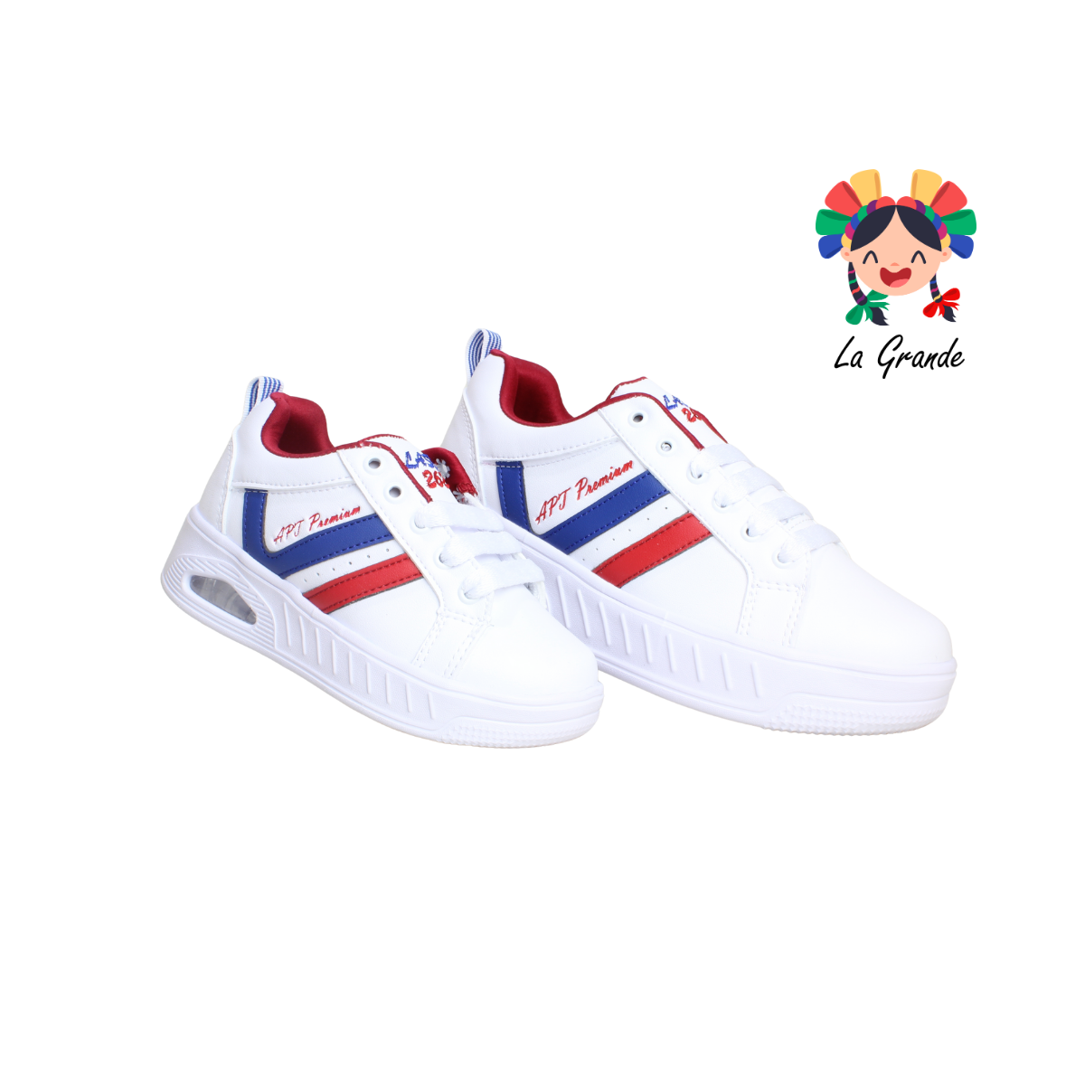 262 APT Blanco Rojo Rey Napa Tenis para Niña y Niño