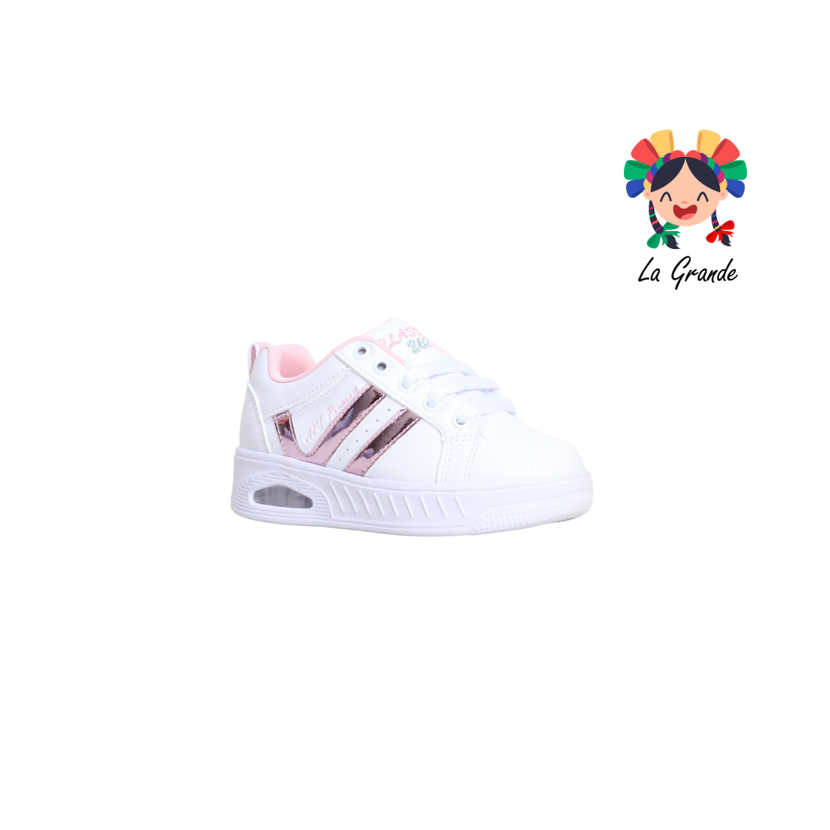 262 APT Blanco Rosa Napa Tenis para Niña y Niño