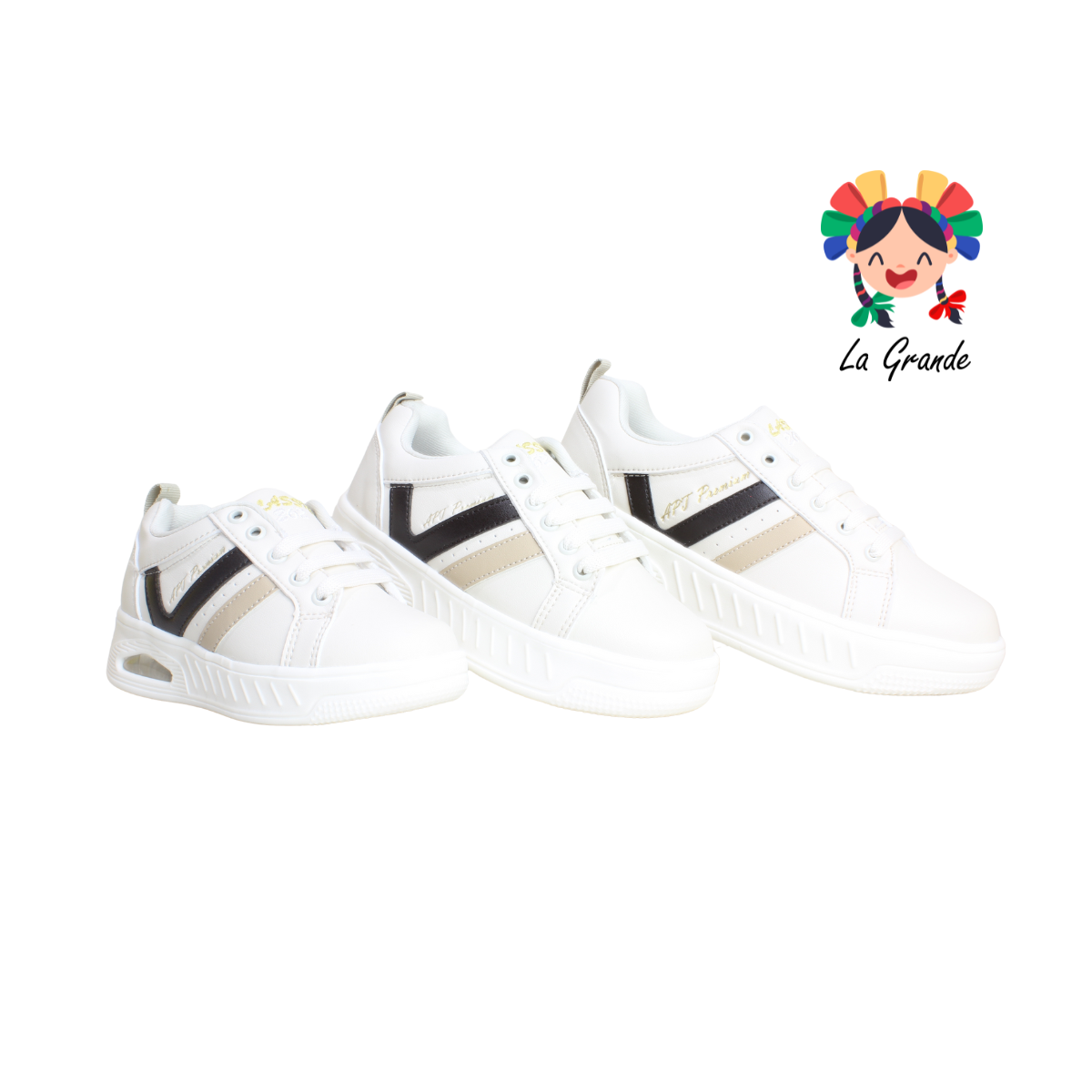 262 APT Beige Cocoa Napa Tenis para Niña, Niño, Dama y Joven