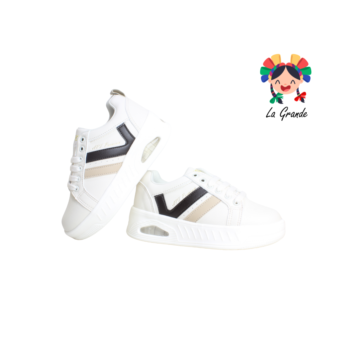 262 APT Beige Cocoa Napa Tenis para Niña, Niño, Dama y Joven