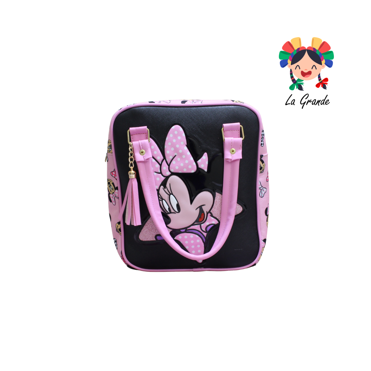 031 Ratoncita LUCCIANA Mochila Casual Animada En Color Rosa/Ngo para Niña y Dama