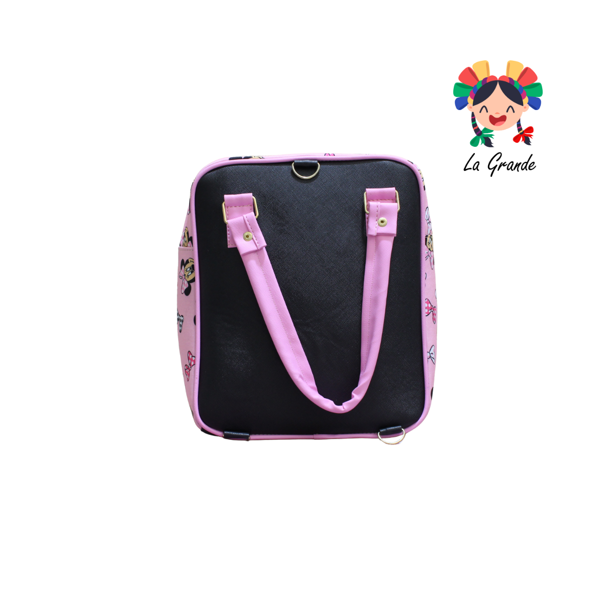 031 Ratoncita LUCCIANA Mochila Casual Animada En Color Rosa/Ngo para Niña y Dama