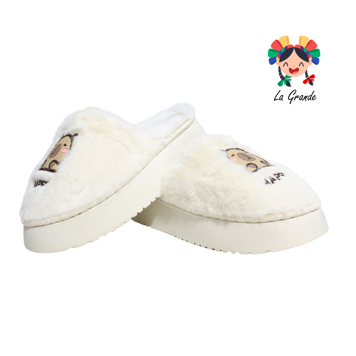 SJT-00294 MT Multicolor Capibara Pantufla Afelpada para Dama y Joven