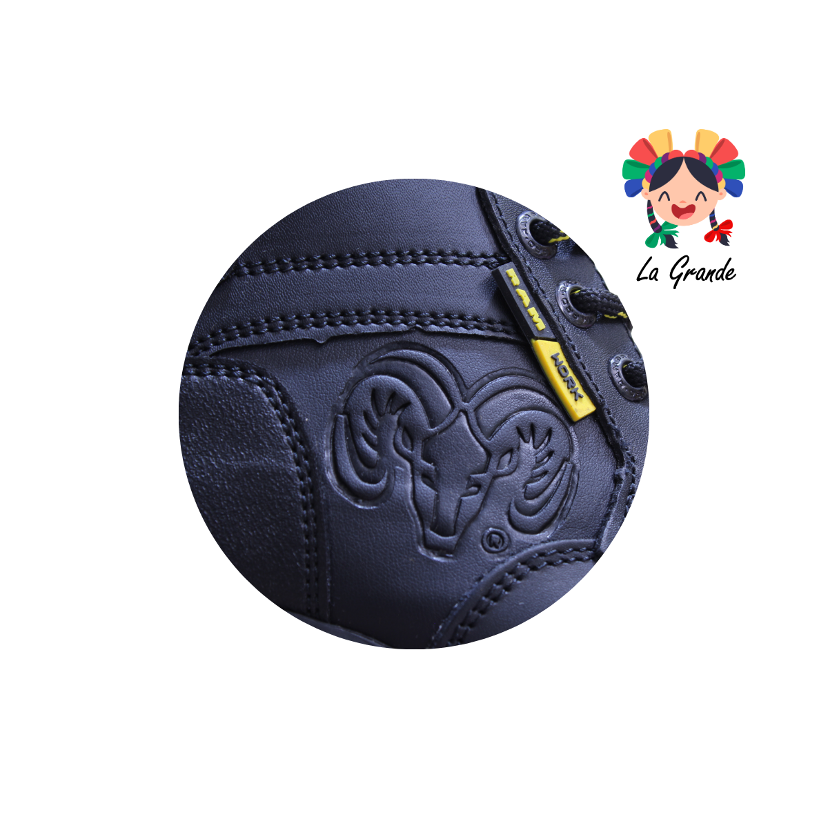 9595 RAM Negro Amarillo Bota Industrial con Casco para Caballero