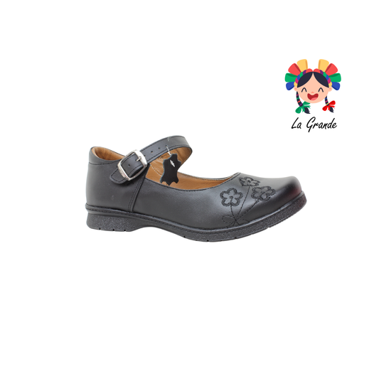 503 BRIANDA Negro Piel Zapato Escolar para  Niña y Dama