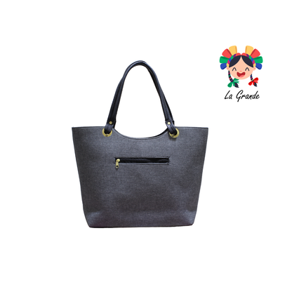 058 TONY Bolsa Grande Gris Negro para Dama