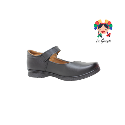 503 BRIANDA Negro Piel Zapato Escolar para  Niña y Dama