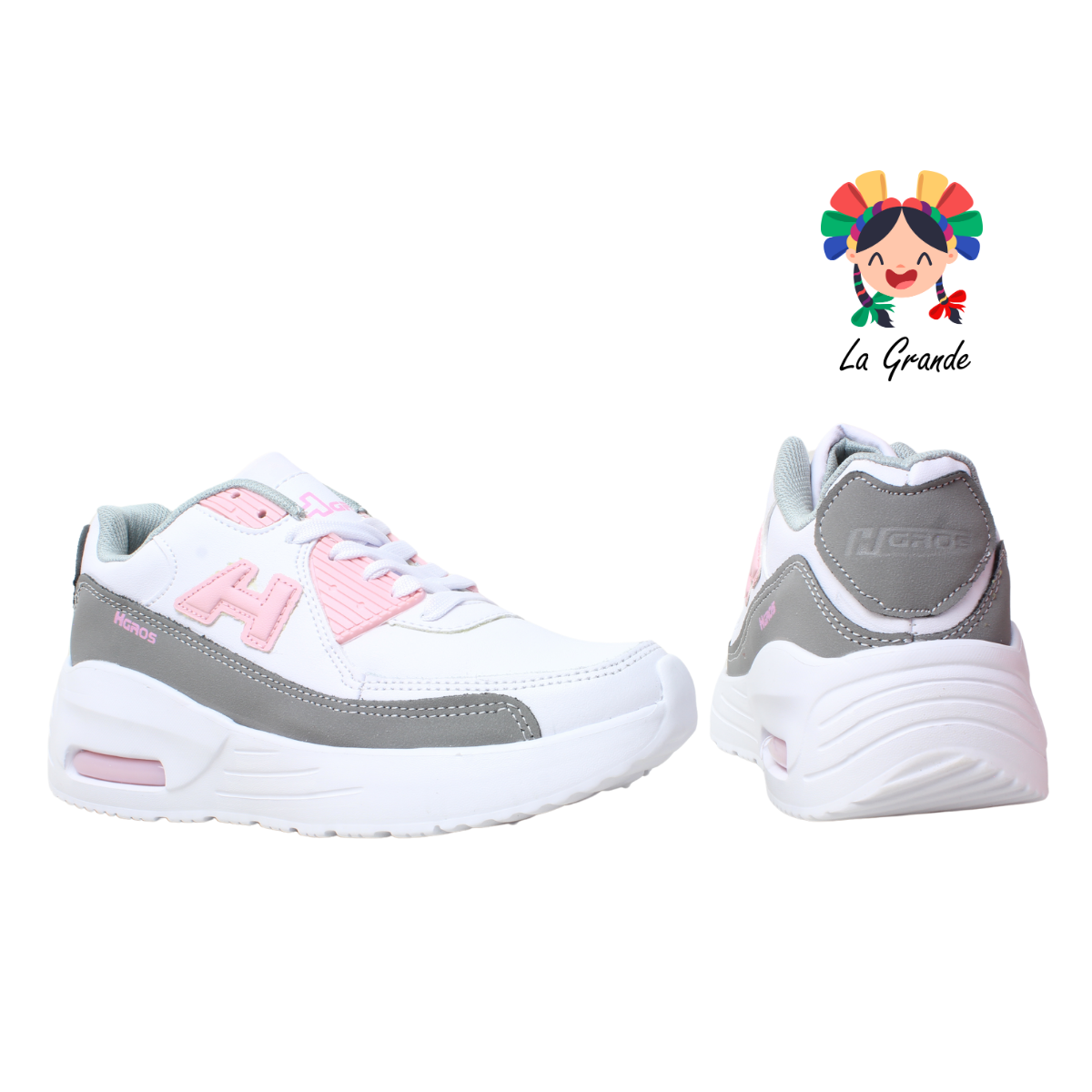 270 H-GROSS Bco Gris Rosa Tenis Deportivo de Válvula para Dama