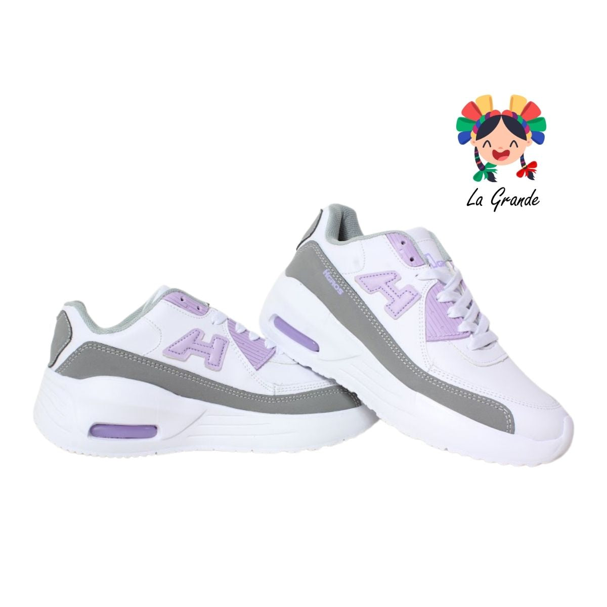 270 H-GROSS Bco Gris Lila Tenis Deportivo de Válvula para Dama
