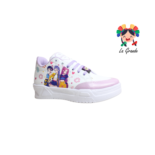 T3-01 DANIELS Blanco Lila Lumino Tenis Casual para Dama