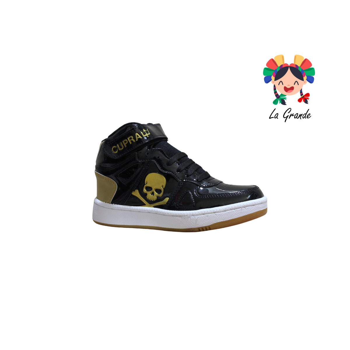 929 CUPRA Negro Oro Charol Tenis Casual para Dama y Joven