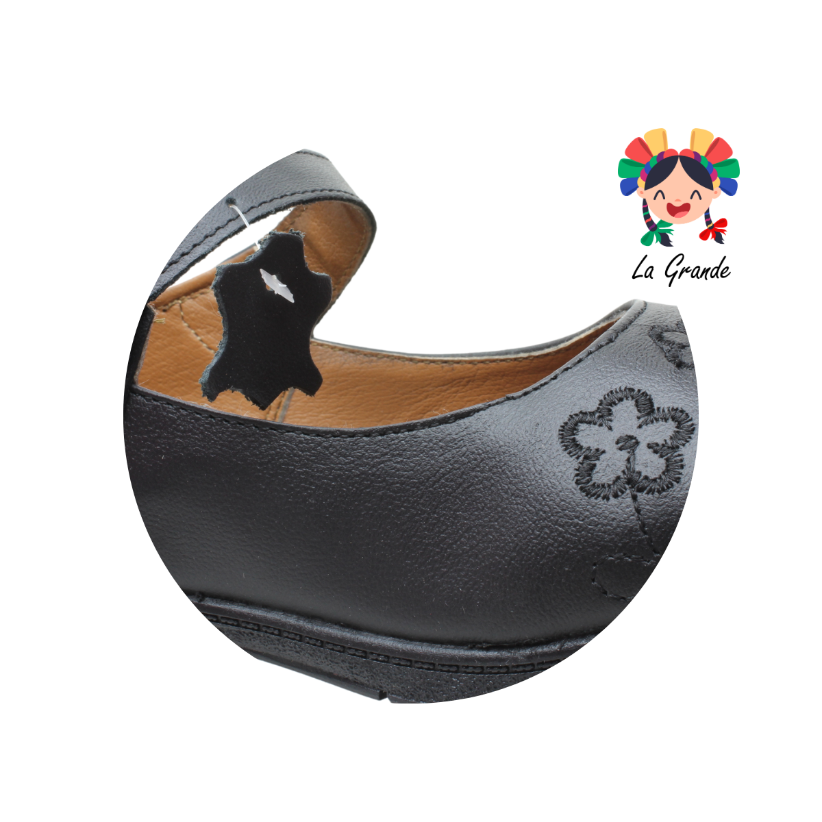 503 BRIANDA Negro Piel Zapato Escolar para  Niña y Dama