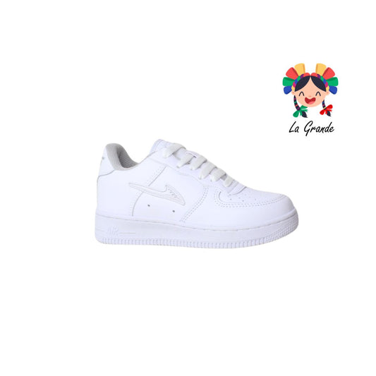 273 APT Blanco Plata Piel Tenis Escolar para Niña y Niño
