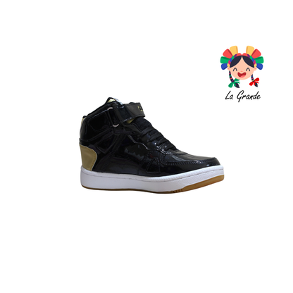 929 CUPRA Negro Oro Charol Tenis Casual para Dama y Joven