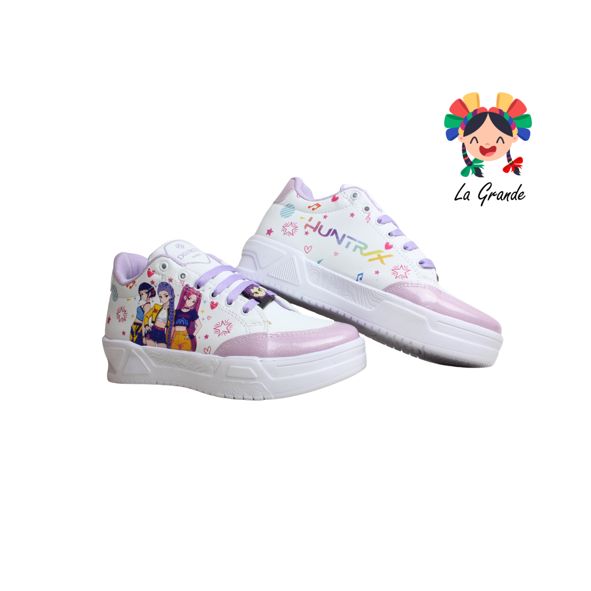 T3-01 DANIELS Blanco Lila Lumino Tenis Casual para Dama