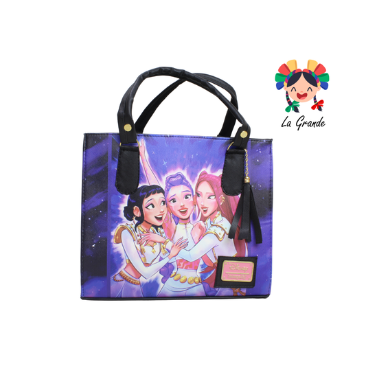 061 Bolsa Morado Negro Huntri Tipo Cajita Casual para Dama