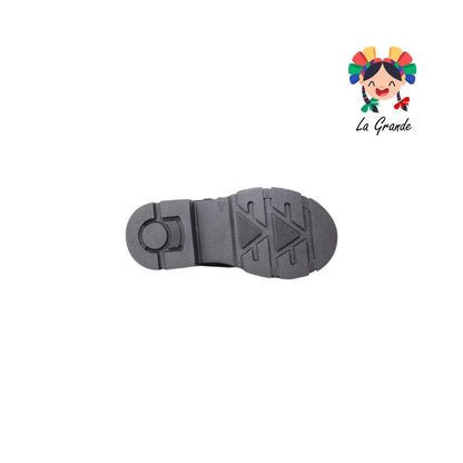275 GABRIELA Negro Sintético Zapato Escolar con Suela Kitty para Niña