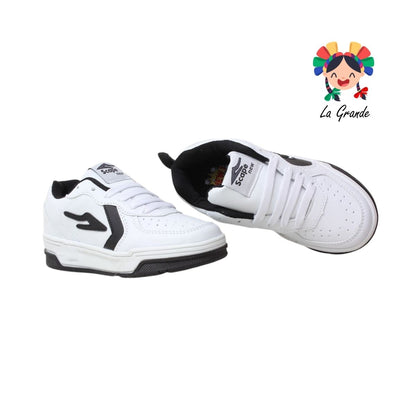 275 SCAPE Blanco Negro Sint Tenis Casual para Niño