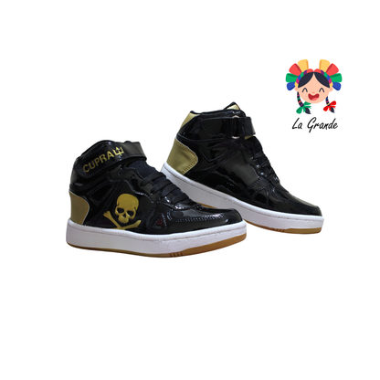 929 CUPRA Negro Oro Charol Tenis Casual para Dama y Joven