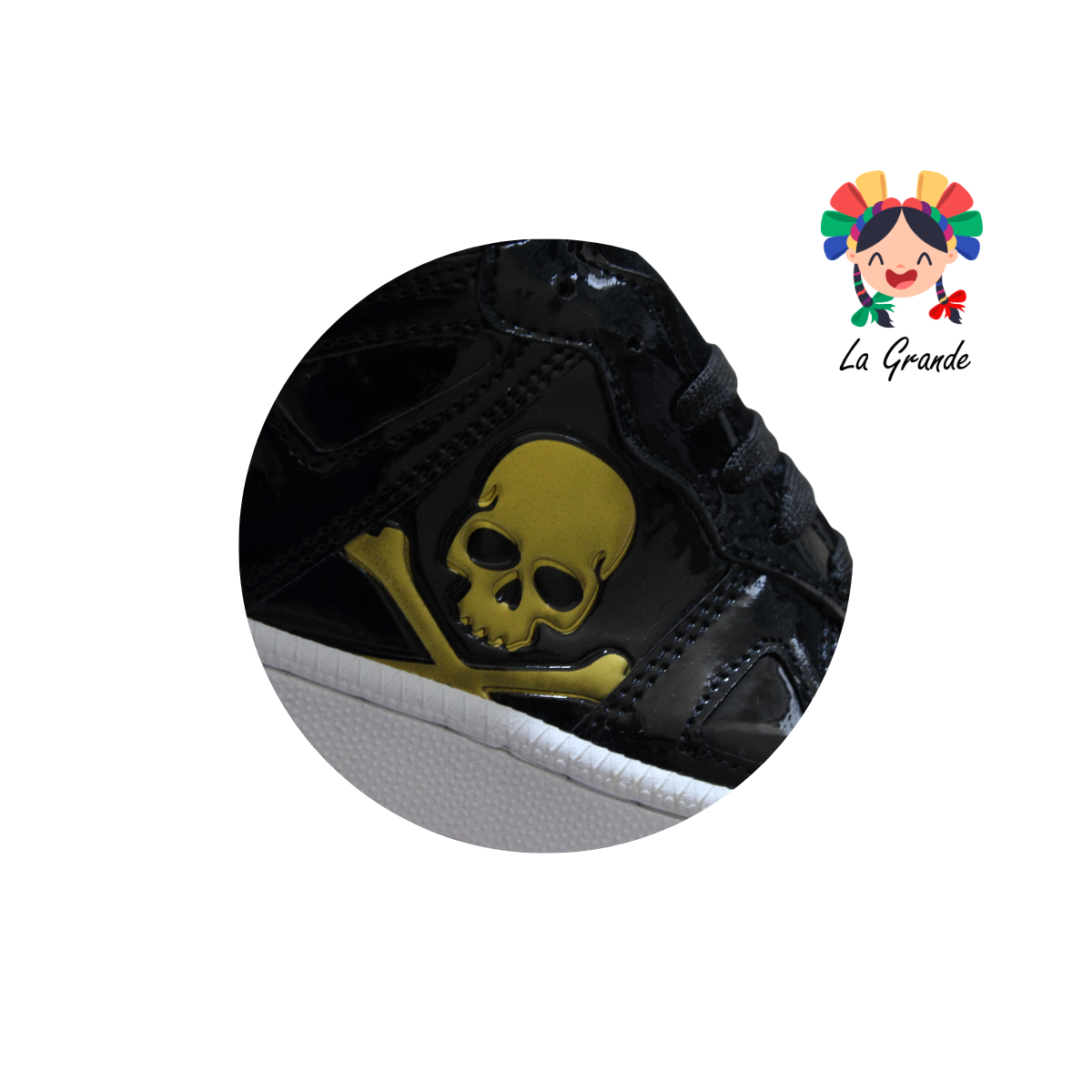 929 CUPRA Negro Oro Charol Tenis Casual para Dama y Joven