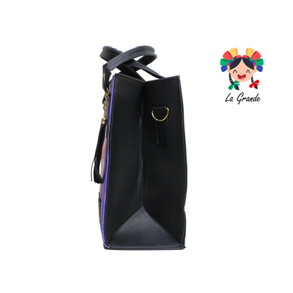 038 HUNTRI LUCCIANA Bolsa Morado Negro Casual Tipo Cajita para Dama