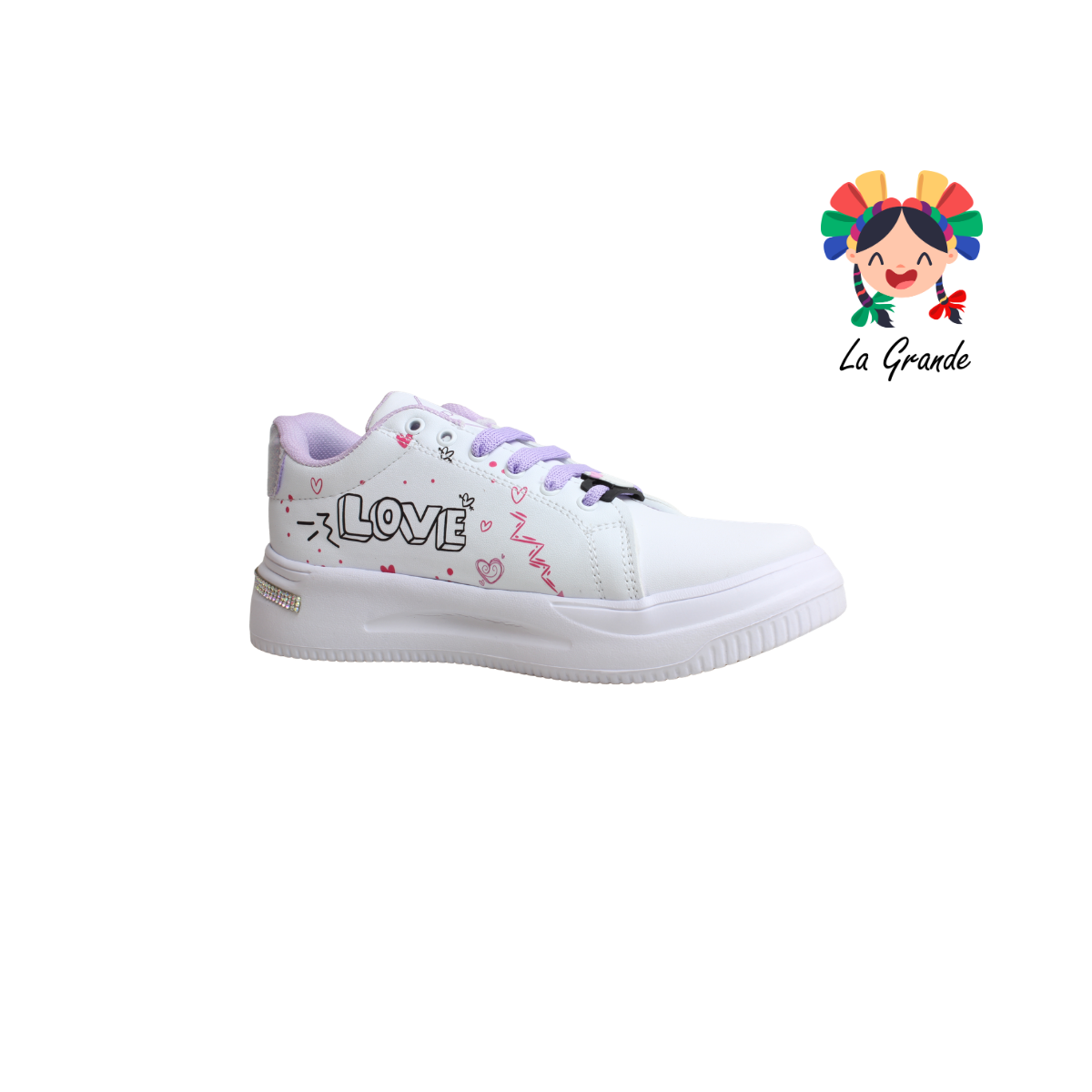 T506-6 DANIELS Blanco Lila Lumino Tenis Casual para Dama