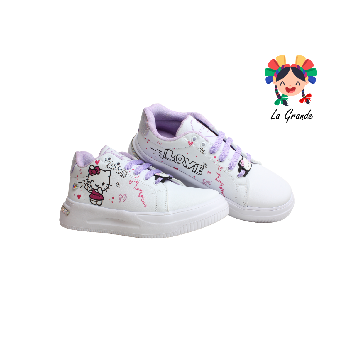 T506-6 DANIELS Blanco Lila Lumino Tenis Casual para Dama