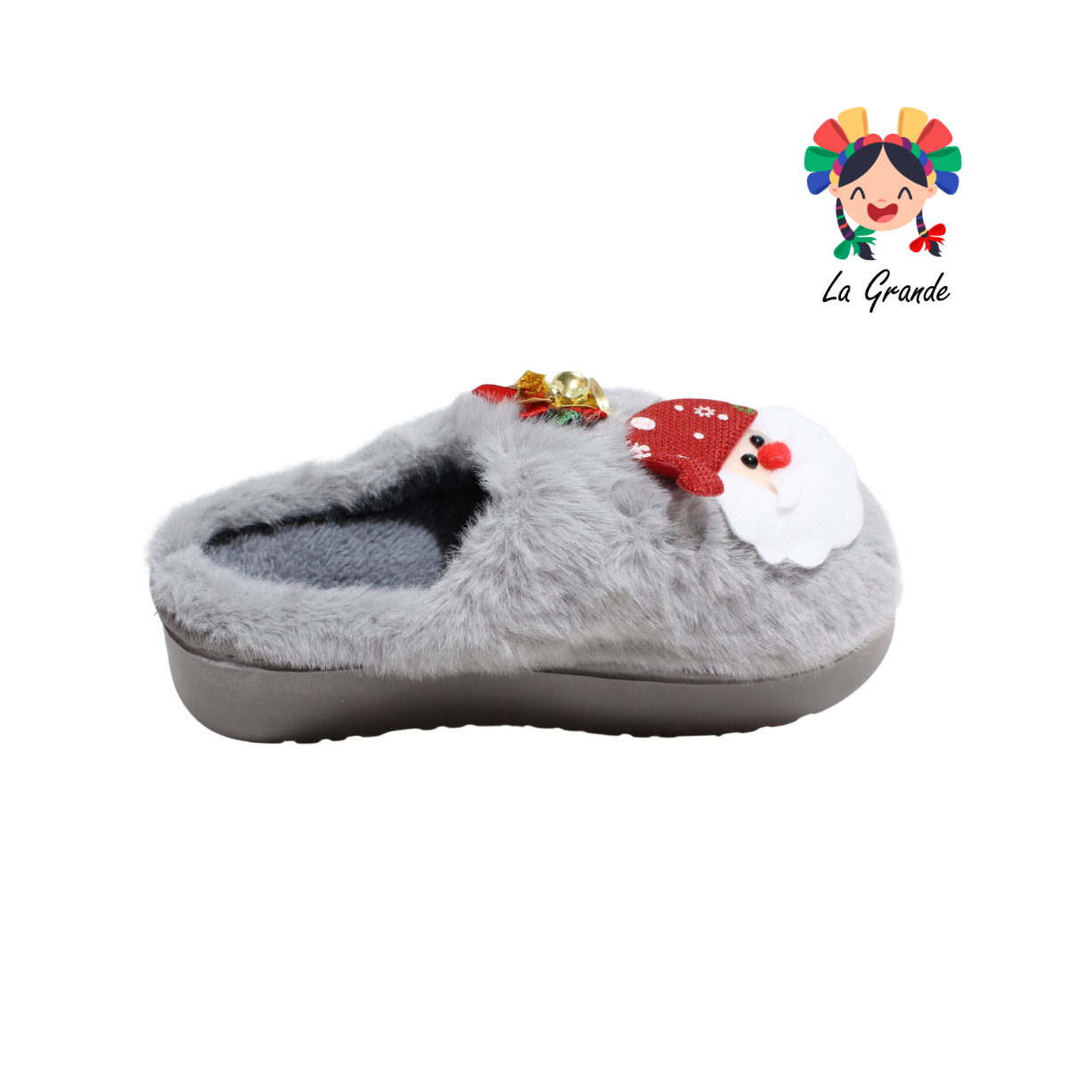 HH-00323 MT Multicolor Santa con Adorno Navideño Pantufla Afelpada para Dama y Joven