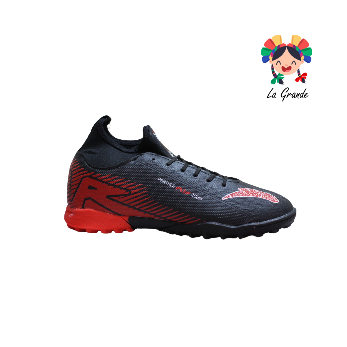 6010 HELL PANTHER Ngo Rojo Bco Sint Tenis de Fútbol Rápido para Joven y Caballero