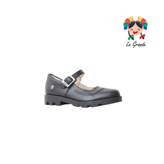 2818 DOGI Negro Piel Zapato Escolar para Niña
