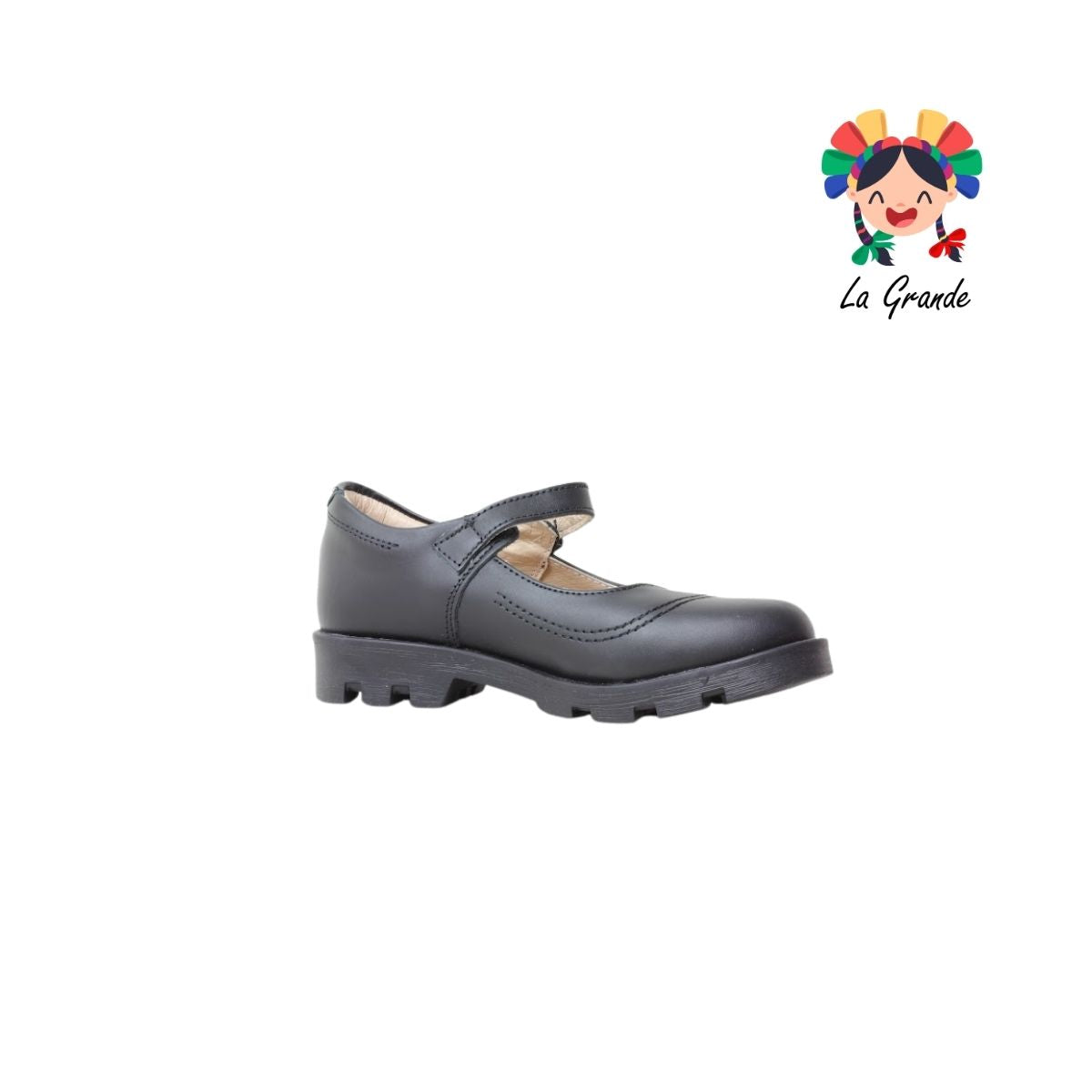 2818 DOGI Negro Piel Zapato Escolar para Niña
