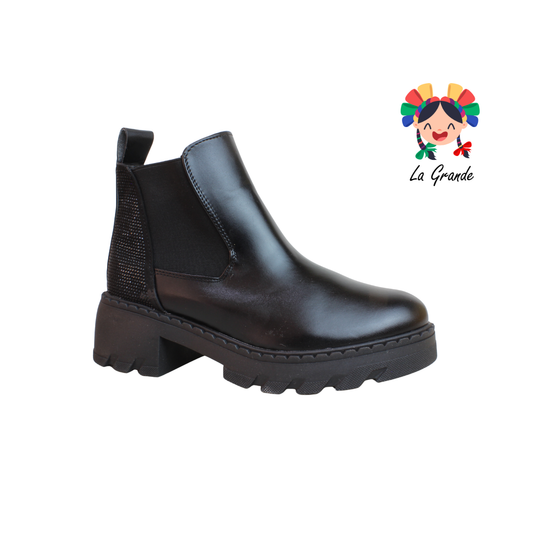 709 YUL Negro Piel Bota para Dama