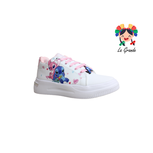 T506-4 DANIELS Blanco Rosa Lumino Tenis Casual para Dama