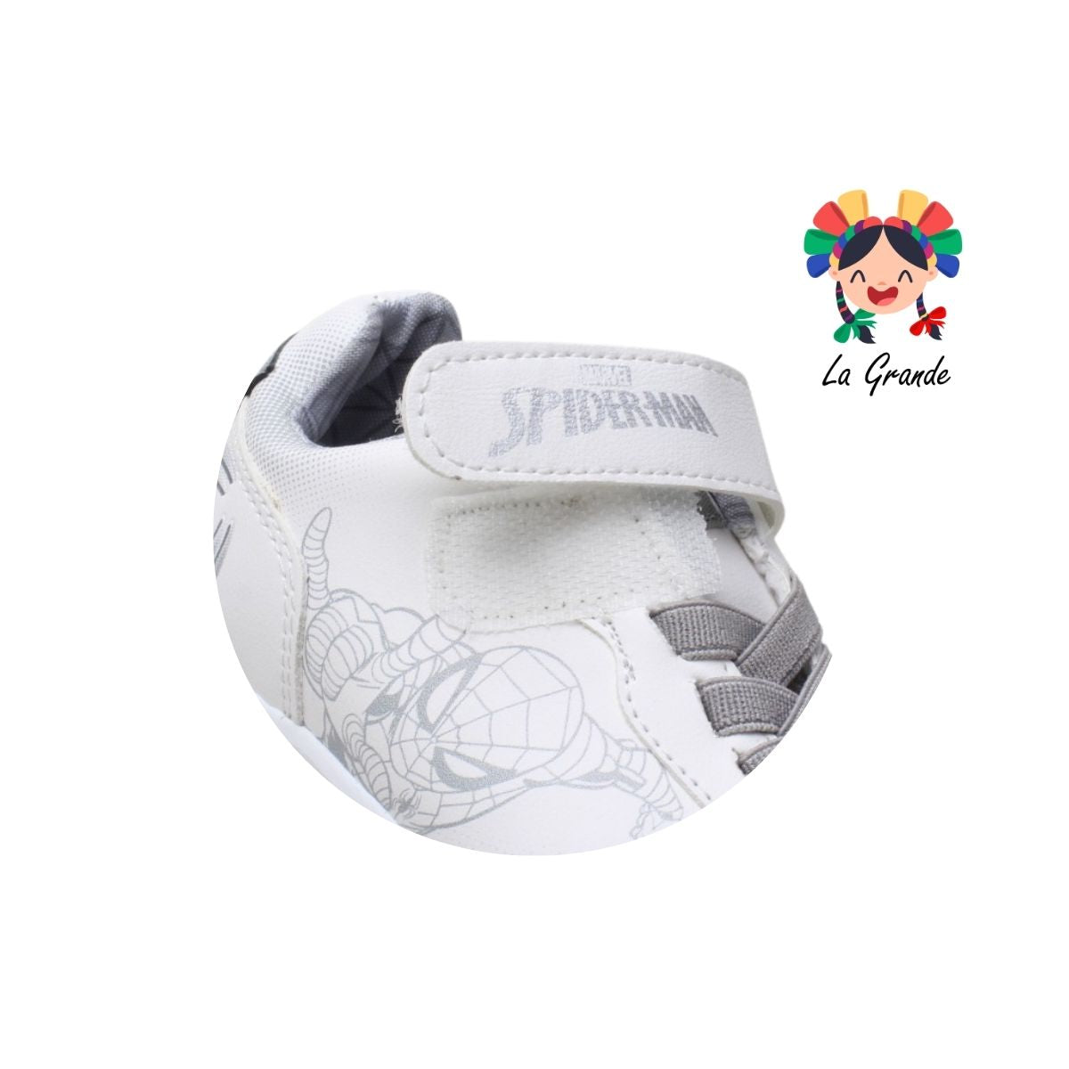 2825 TROPICANA MARVEL Blanco Gris Spiderman Tenis Escolar para Niño y Niña