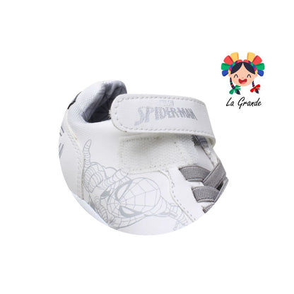 2825 TROPICANA MARVEL Blanco Gris Spiderman Tenis Escolar para Niño y Niña